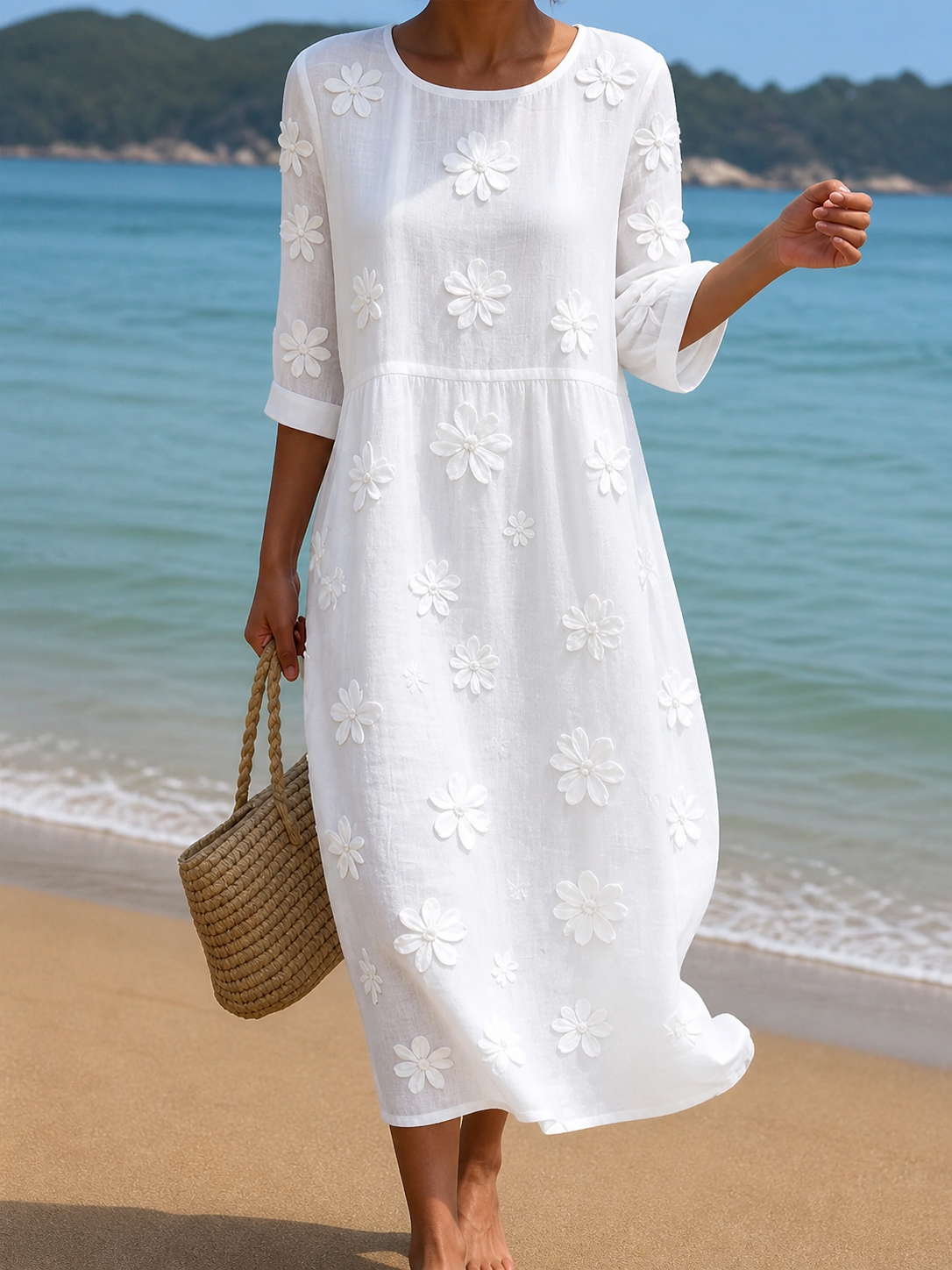 Alba | White Breezy Midi Dress