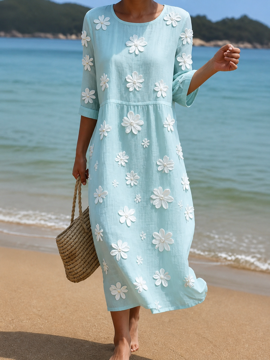 Aria | Pale Aqua Floral Dress