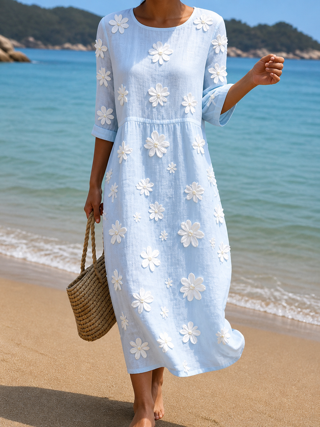 Neve | Ice Blue Floral Dress