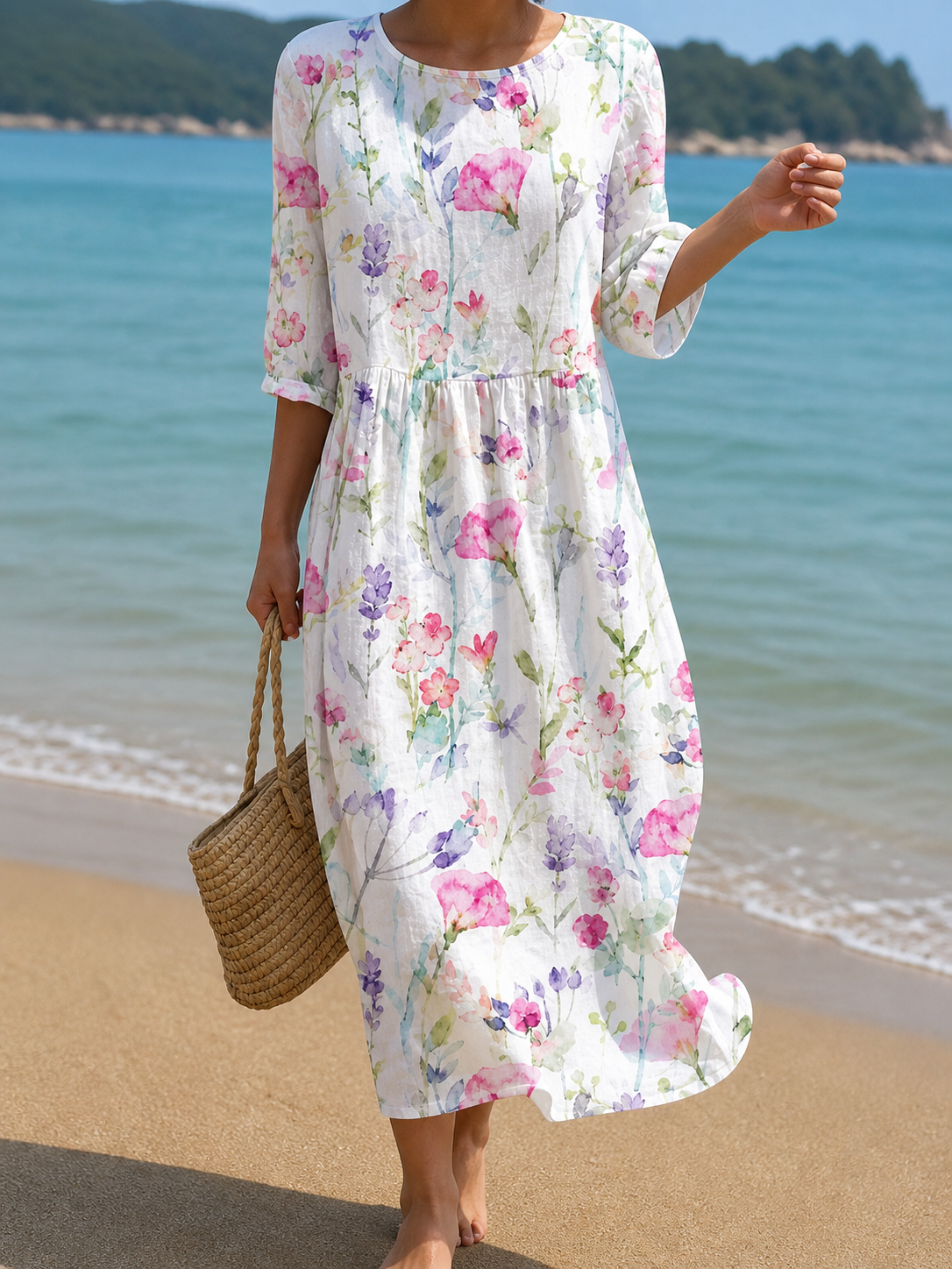 Petra | White Blossom Print Dress