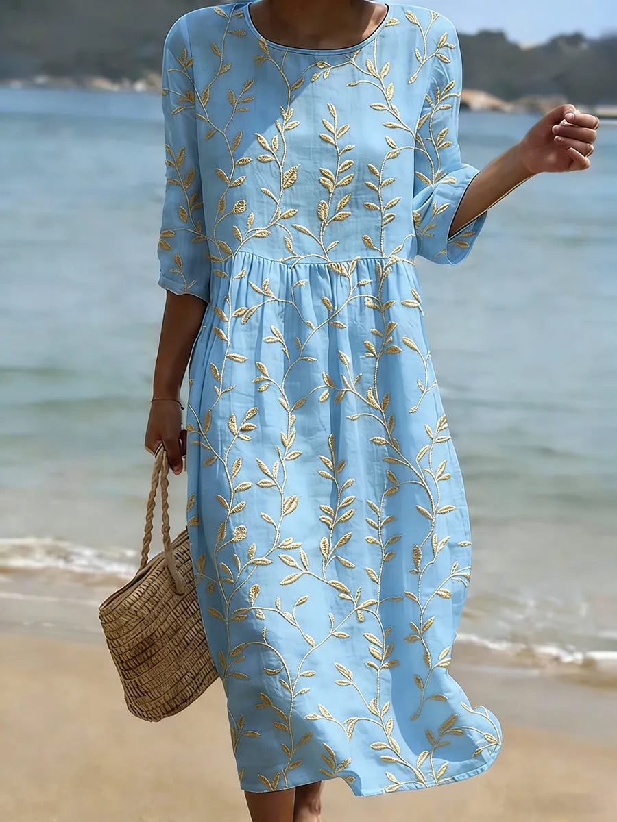 Elsa | Sky Blue Floral Midi Dress