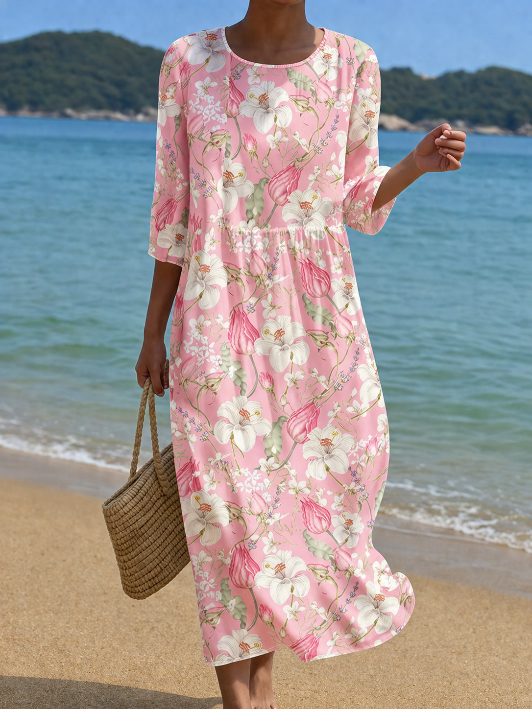 Paloma | Pink Floral Midi Dress