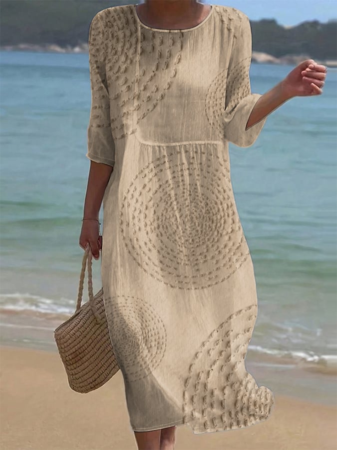 Sahara | Beige Embroidered Beach Dress